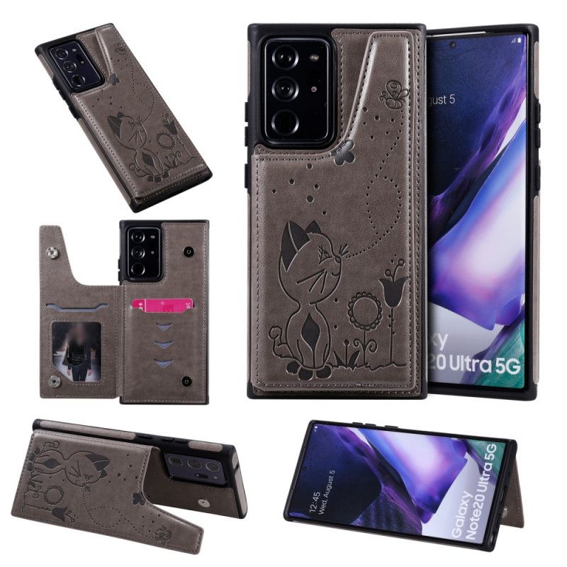 Hülle Samsung Galaxy Note 20 Ultra Grau Katzenkartenhalter