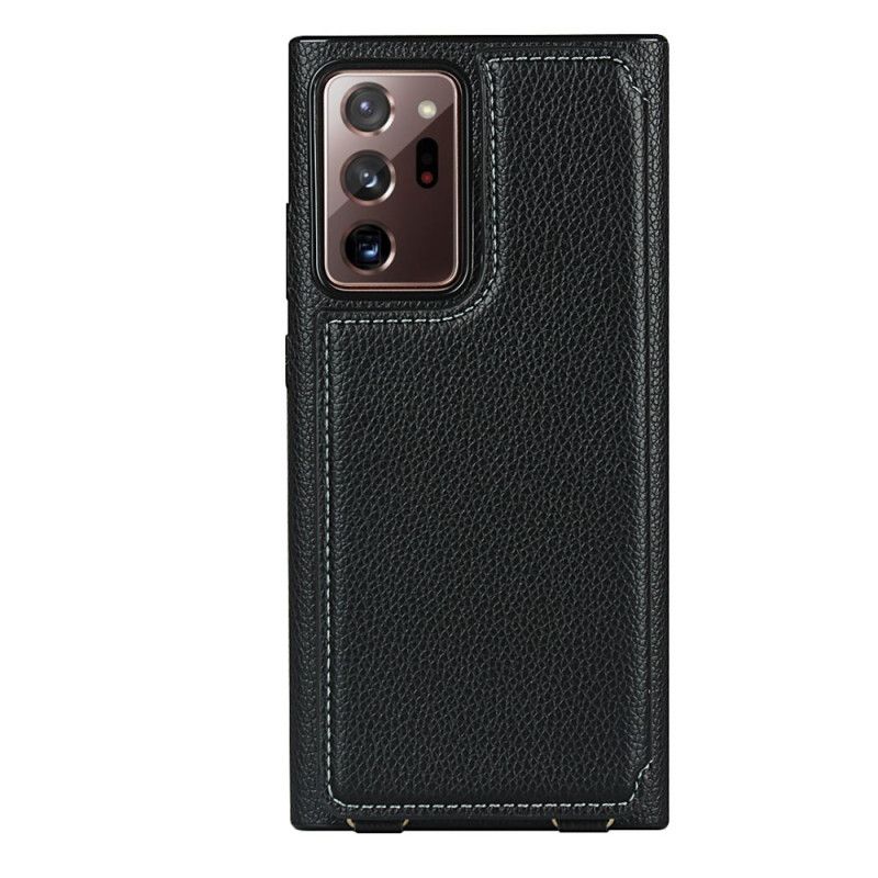 Hülle Samsung Galaxy Note 20 Ultra Schwarz Kartenhalter Aus Litschileder