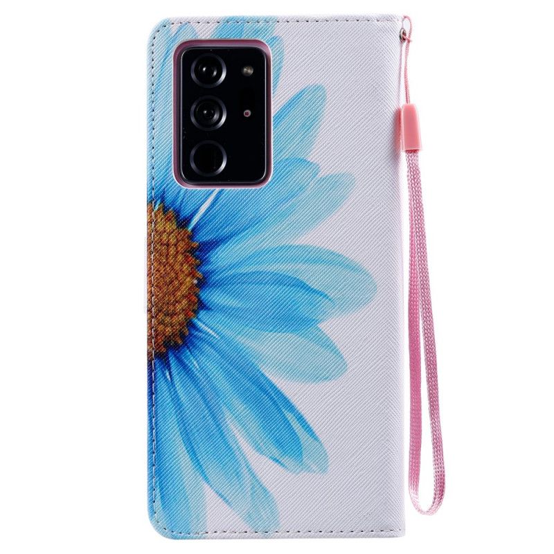 Lederhüllen Für Samsung Galaxy Note 20 Ultra Blaue Aquarellblume