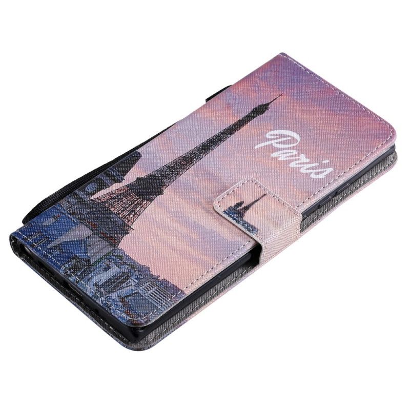 Lederhüllen Für Samsung Galaxy Note 20 Ultra Eiffelturm Rosa Himmel