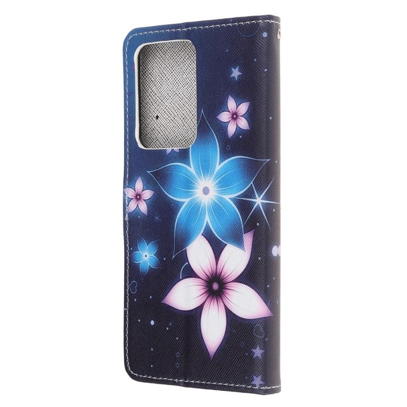 Lederhüllen Für Samsung Galaxy Note 20 Ultra Mondblumen Mit Tanga