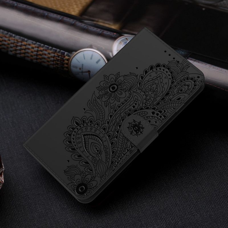 Lederhüllen Für Samsung Galaxy Note 20 Ultra Schwarz Barockmuster Mit Tanga