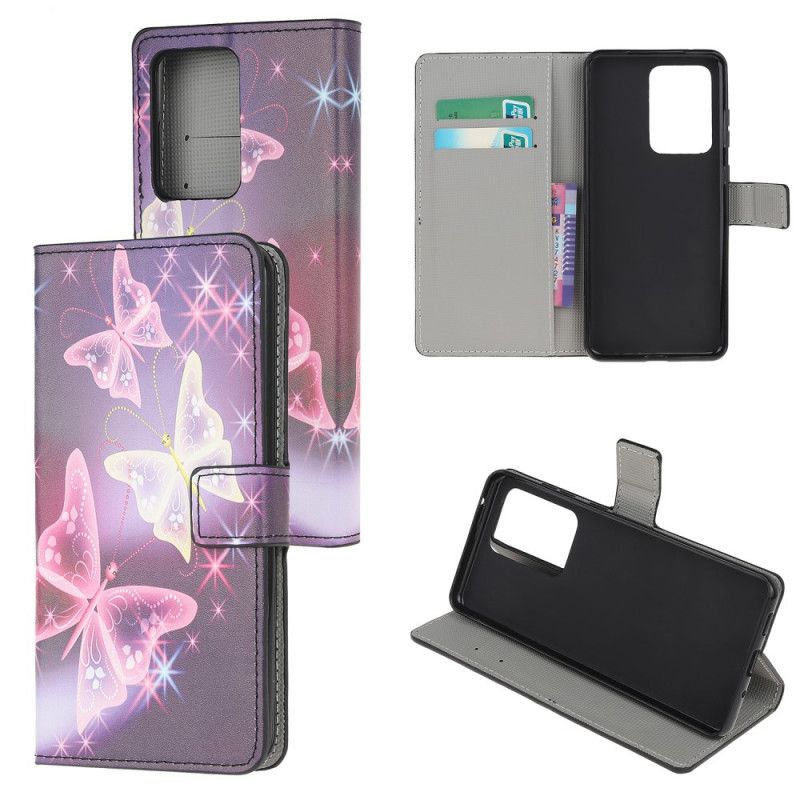 Lederhüllen Für Samsung Galaxy Note 20 Ultra Schwarz Intensive Schmetterlinge