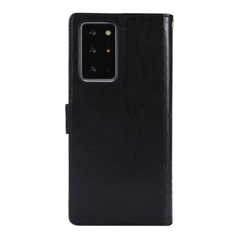 Lederhüllen Für Samsung Galaxy Note 20 Ultra Schwarz Schmetterlinge Im Wind