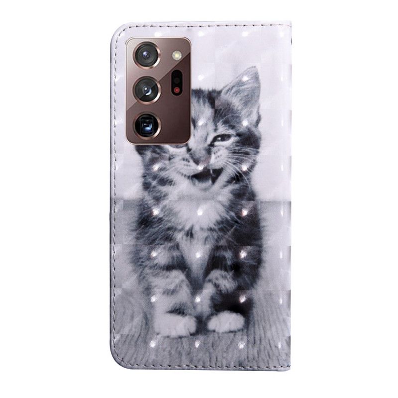 Lederhüllen Für Samsung Galaxy Note 20 Ultra Schwarz-Weiße Katze