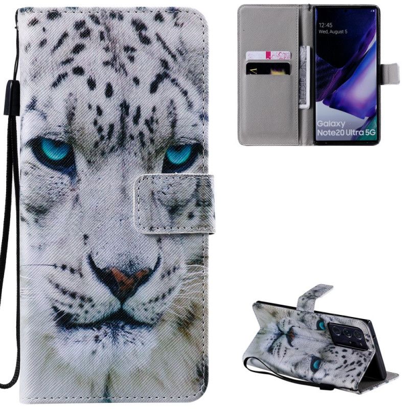 Lederhüllen Für Samsung Galaxy Note 20 Ultra Weißer Tiger