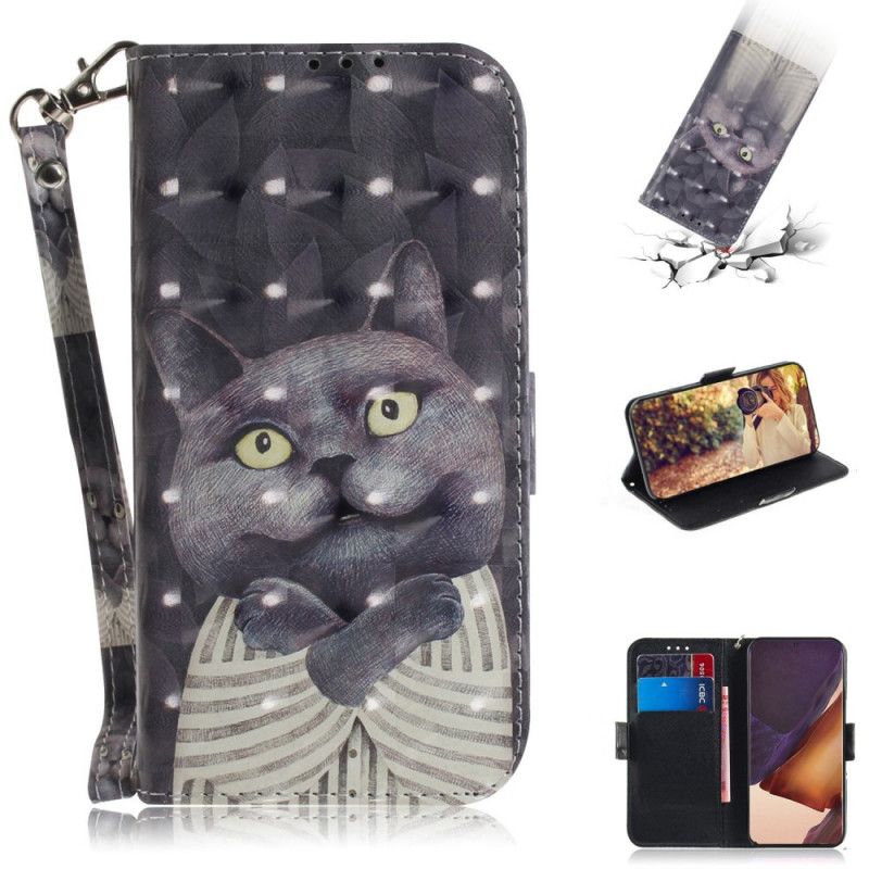 Lederhüllen Samsung Galaxy Note 20 Ultra Graue Katze Mit Tanga