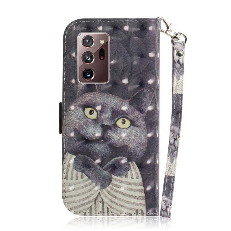 Lederhüllen Samsung Galaxy Note 20 Ultra Graue Katze Mit Tanga