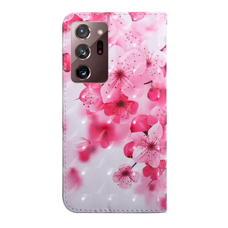 Lederhüllen Samsung Galaxy Note 20 Ultra Rosa Blüten