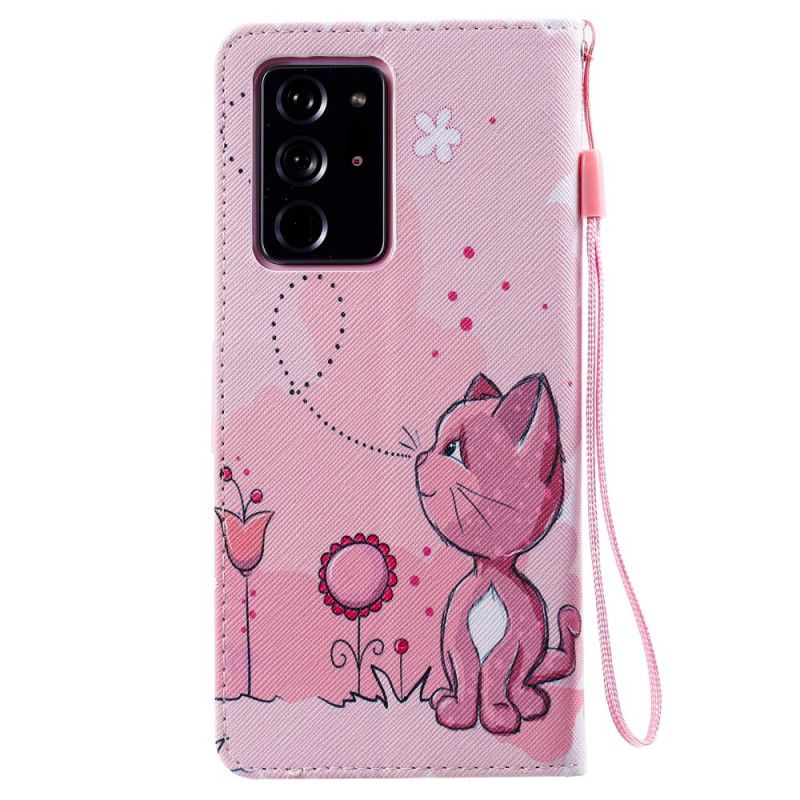 Lederhüllen Samsung Galaxy Note 20 Ultra Rosa Katze