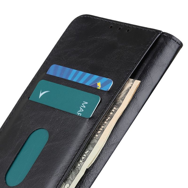 Lederhüllen Samsung Galaxy Note 20 Ultra Schwarz Dreifarbiger Vintage-Ledereffekt