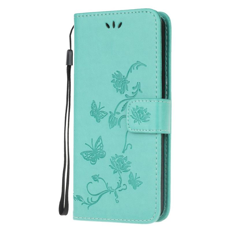 Lederhüllen Samsung Galaxy Note 20 Ultra Schwarz Handyhülle Schmetterlinge Und Tanga Blumen