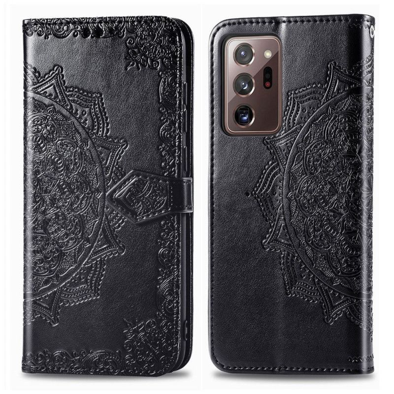 Lederhüllen Samsung Galaxy Note 20 Ultra Schwarz Mandala Mittleren Alters
