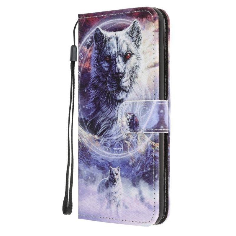 Lederhüllen Samsung Galaxy Note 20 Ultra Wolf Im Winter Mit Tanga