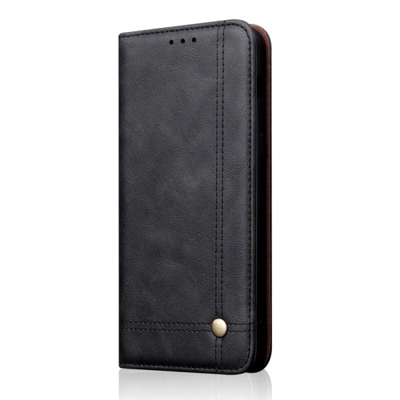 Flip Case Huawei Mate 20 Lite Schwarz Genähter Ledereffekt