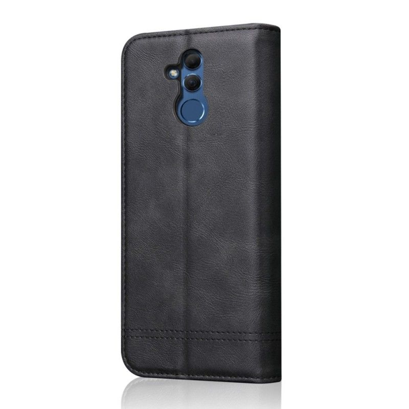 Flip Case Huawei Mate 20 Lite Schwarz Genähter Ledereffekt