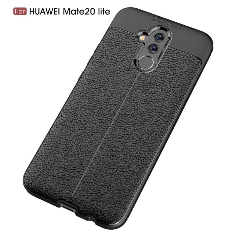 Hülle Huawei Mate 20 Lite Schwarz Doppellinien-Litschileder-Effekt