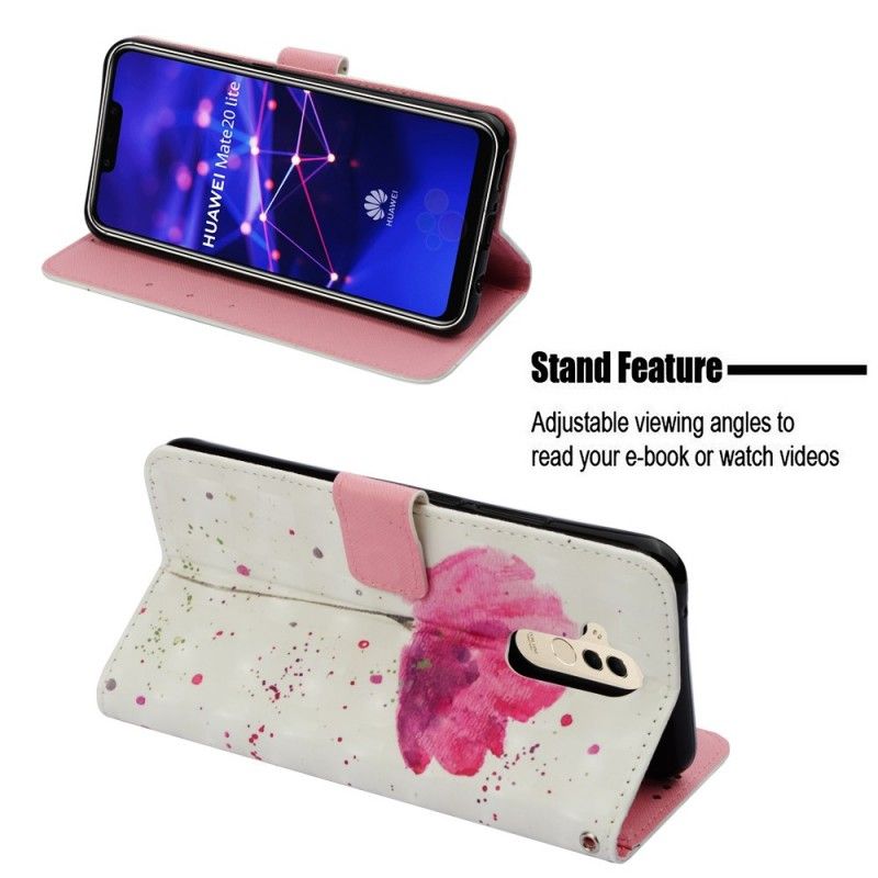 Lederhüllen Huawei Mate 20 Lite 3D Aquarellmohn