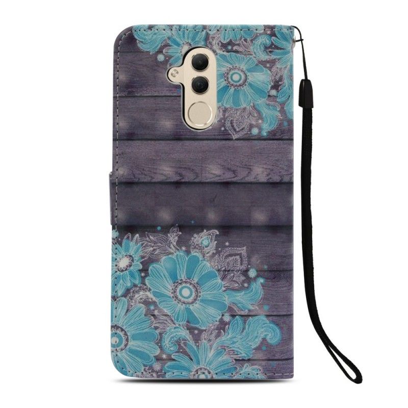 Lederhüllen Huawei Mate 20 Lite 3D Blaue Blumen