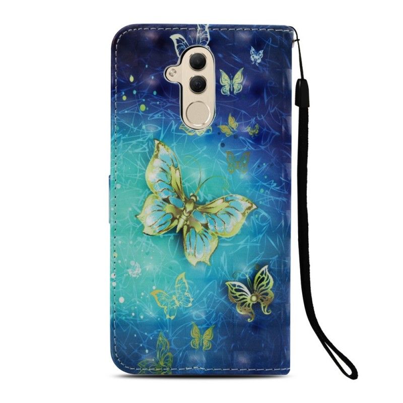 Lederhüllen Huawei Mate 20 Lite 3D Goldene Schmetterlinge