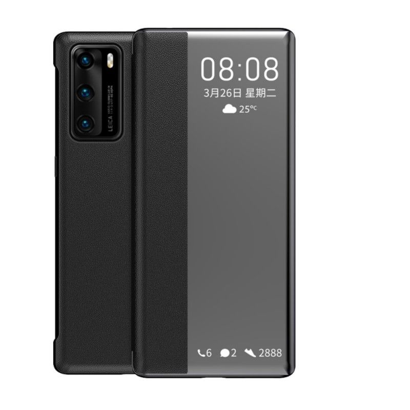 Ansichtsabdeckung Huawei P40 Schwarz Kunstlederfenster