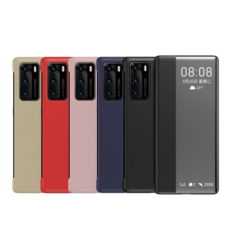 Ansichtsabdeckung Huawei P40 Schwarz Kunstlederfenster