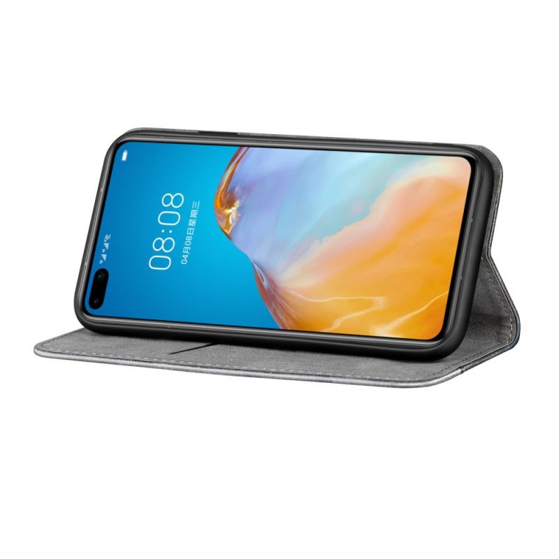 Flip Case Für Huawei P40 Grau Zweifarbiger Ledereffekt