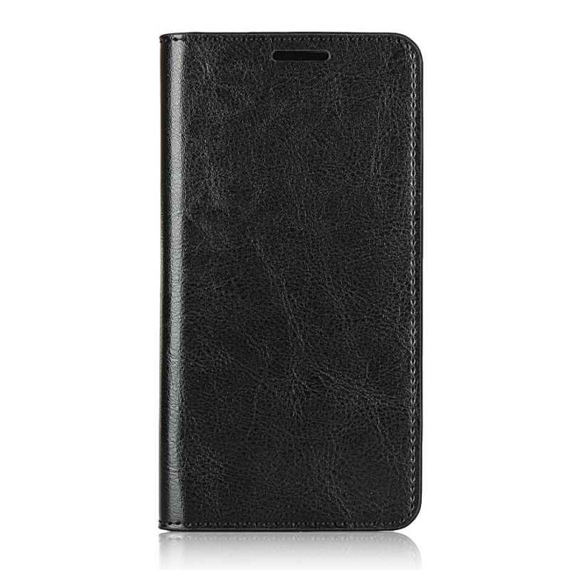 Flip Case Huawei P40 Schwarz Echtes Leder