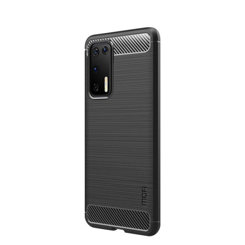 Hülle Für Huawei P40 Schwarz Mofi Gebürstete Kohlefaser