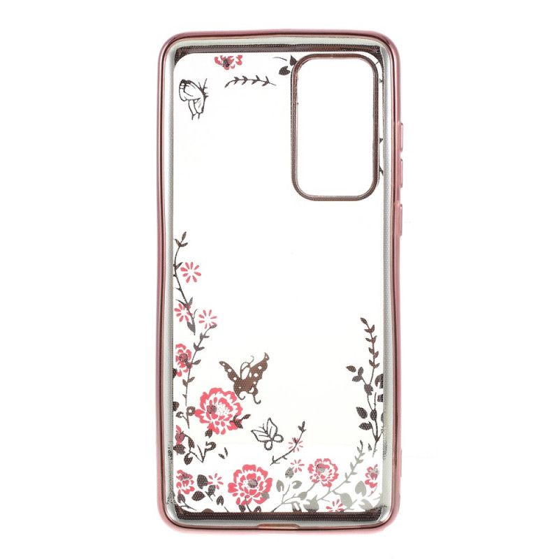 Hülle Huawei P40 Gold Metalleffektrand Mit Schmetterlingen