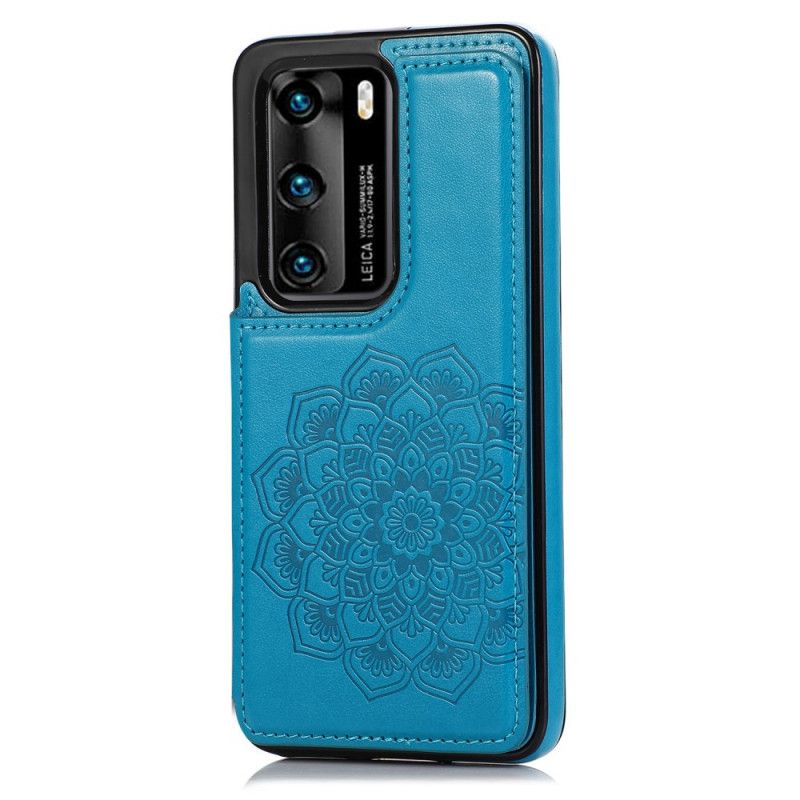 Hülle Huawei P40 Grau Handyhülle Inhaber Einer Mandala-Druckkarte