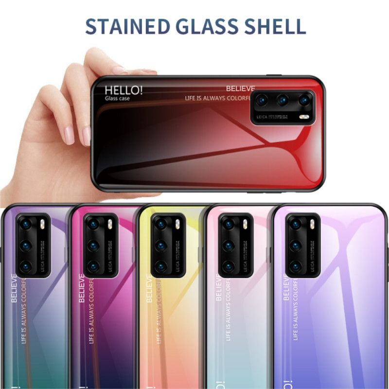 Hülle Huawei P40 Magenta Handyhülle Hallo Gehärtetes Glas