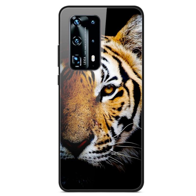 Hülle Huawei P40 Realistisches Tiger-Gehärtetes Glas