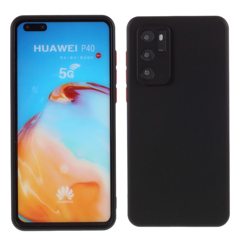 Hülle Huawei P40 Schwarz Flexibler Silikonfarbener Knopf