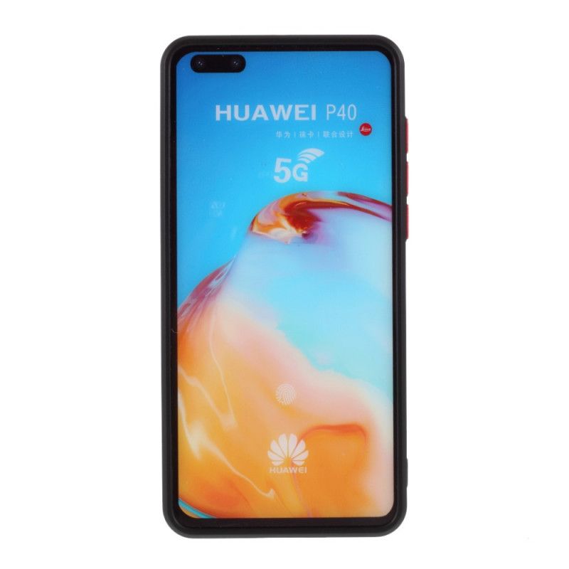 Hülle Huawei P40 Schwarz Flexibler Silikonfarbener Knopf