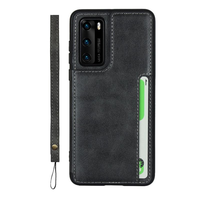 Hülle Huawei P40 Schwarz Kartenhalterhalter Und Lanyard