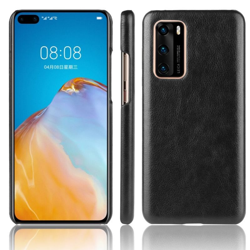 Hülle Huawei P40 Schwarz Performance Lychee Ledereffekt