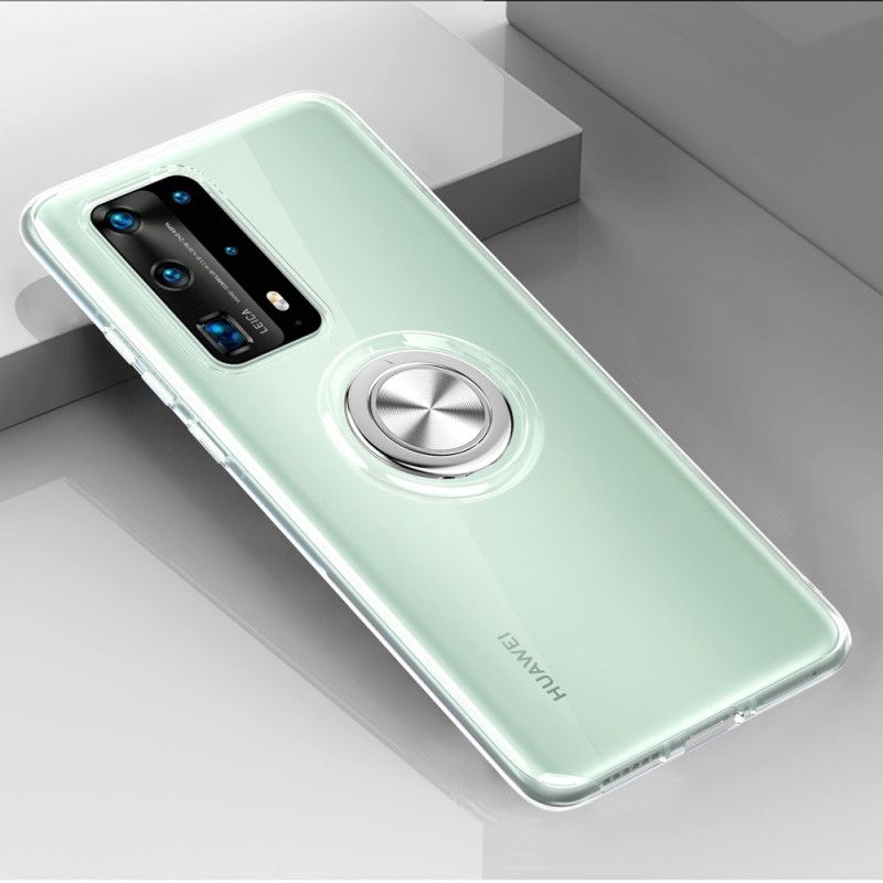 Hülle Huawei P40 Schwarz Transparenter Einzelner Metallring