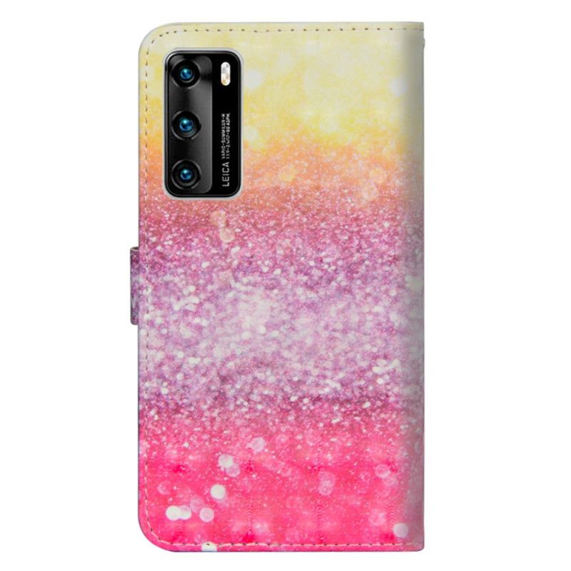 Lederhüllen Huawei P40 Handyhülle Gradient Magenta Glitter