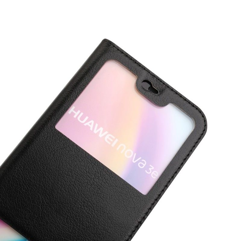 Ansichtsabdeckung Huawei P20 Lite Schwarz Dual-Leder-Effekt