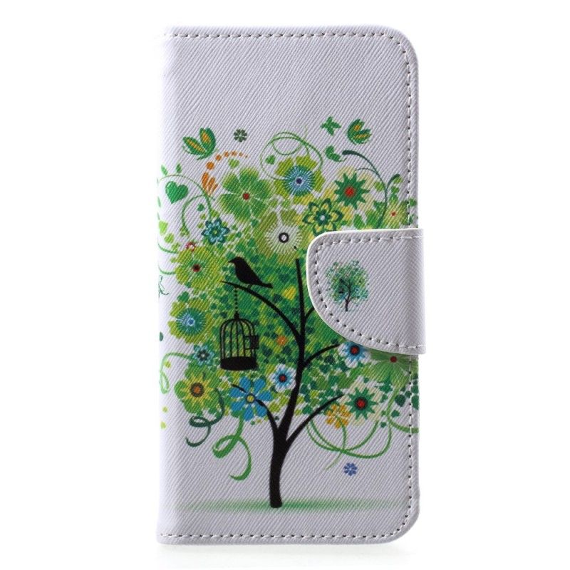 Lederhüllen Huawei P20 Lite Handyhülle Blühender Baum