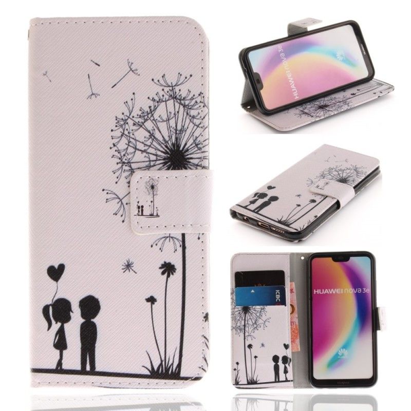 Lederhüllen Huawei P20 Lite Handyhülle Liebeslöwenzahn