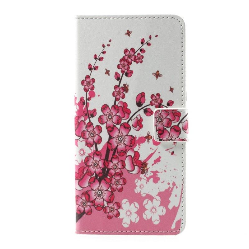 Lederhüllen Sony Xperia L1 Magenta Handyhülle Tropische Blumen