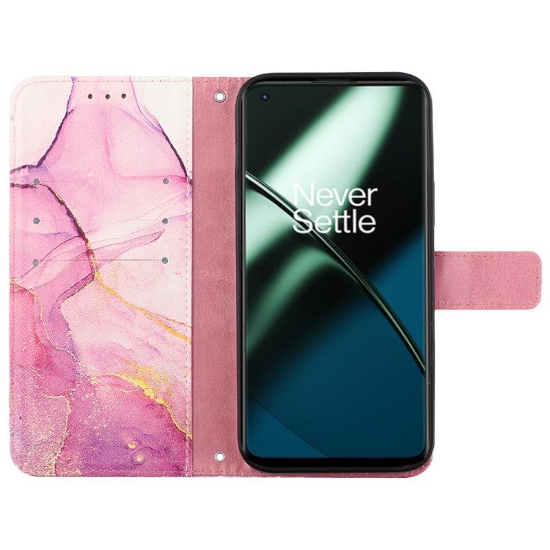 Flip Case Für OnePlus Nord CE 3 Lite 5G Mit Kordel Streifenmarmor