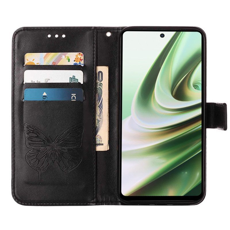 Flip Case Für OnePlus Nord CE 3 Lite 5G Schmetterling Mit Schlüsselband