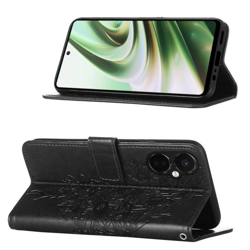 Flip Case Für OnePlus Nord CE 3 Lite 5G Schmetterling Mit Schlüsselband