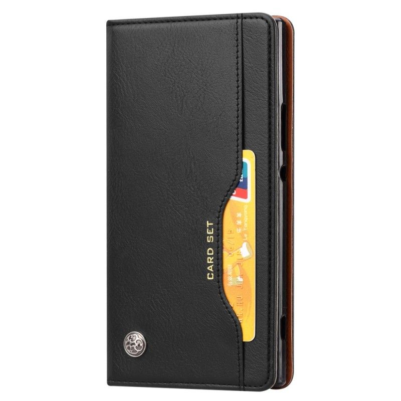 Flip Case Sony Xperia XA2 Schwarz Handyhülle Kartenhalter Aus Kunstleder