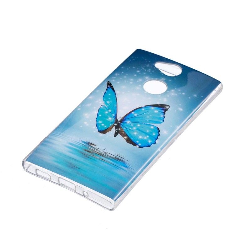 Hülle Sony Xperia XA2 Handyhülle Fluoreszierender Blauer Schmetterling