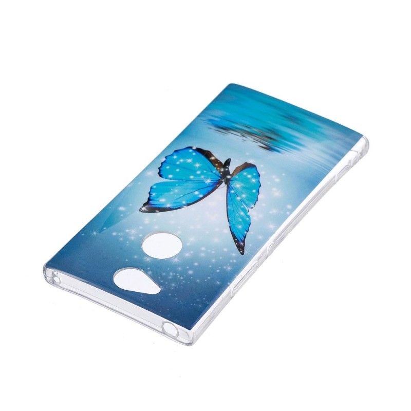 Hülle Sony Xperia XA2 Handyhülle Fluoreszierender Blauer Schmetterling