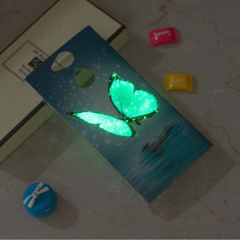 Hülle Sony Xperia XA2 Handyhülle Fluoreszierender Blauer Schmetterling